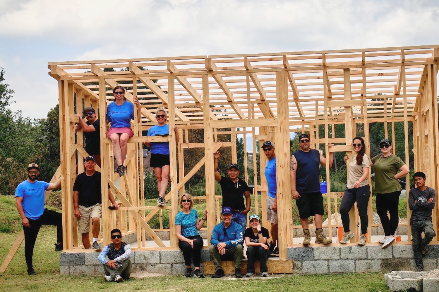 The Alliance team framing a home in Guatemala