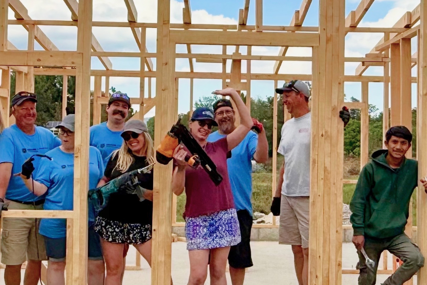 The Alliance team framing a home in Guatemala