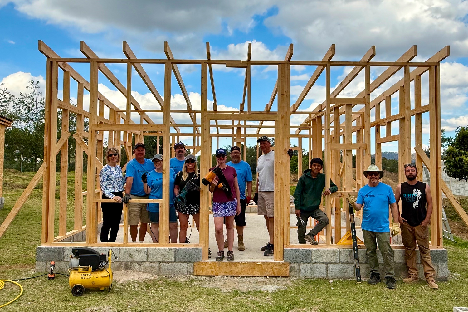 The Alliance team framing a home in Guatemala